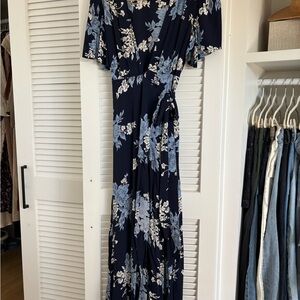 Privacy Please Navy and White Floral Maxi Dress